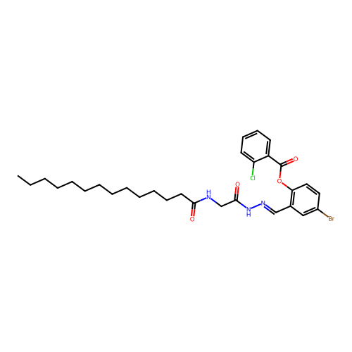 4-BR-2-(2-((Tetradecanoylamino)acetyl)carbohydrazonoyl)phenyl 2-chlorobenzoate structure