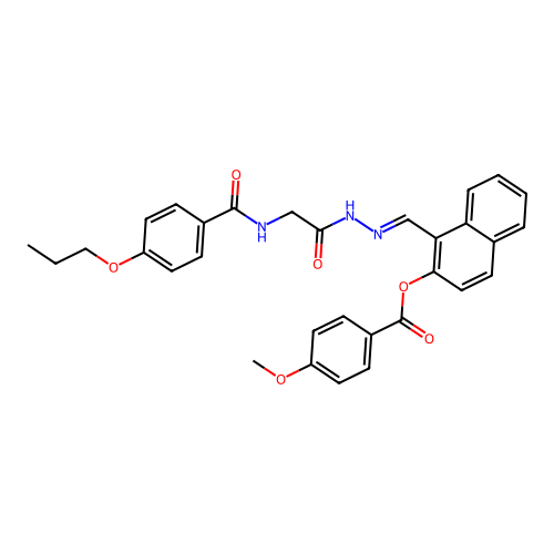 1-(2-(((4-Propoxybenzoyl)amino)AC)carbohydrazonoyl)-2-naphthyl 4-methoxybenzoate structure