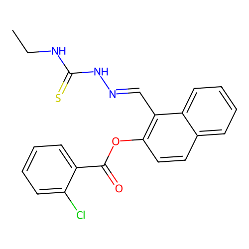 1-(2-((Ethylamino)carbothioyl)carbohydrazonoyl)-2-naphthyl 2-chlorobenzoate structure