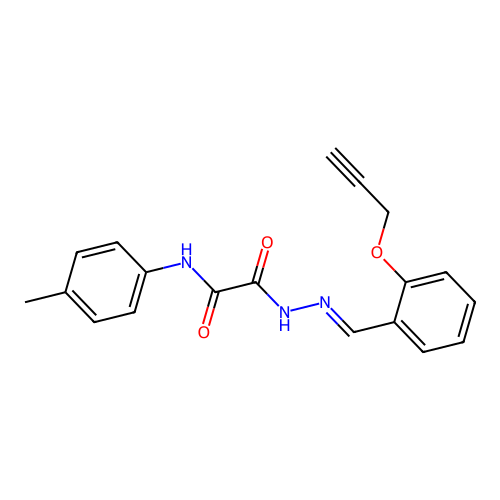 N-(4-methylphenyl)-2-oxo-2-{(2E)-2-[2-(2-propynyloxy)benzylidene]hydrazino}acetamide structure