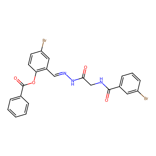 4-Bromo-2-(2-(((3-bromobenzoyl)amino)acetyl)carbohydrazonoyl)phenyl benzoate structure