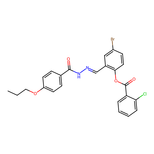4-bromo-2-{(E)-[(4-propoxybenzoyl)hydrazono]methyl}phenyl 2-chlorobenzoate structure