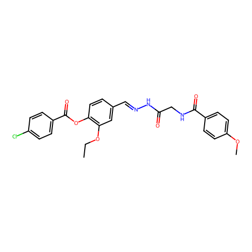 2-Ethoxy-4-(2-(((4-methoxybenzoyl)amino)AC)carbohydrazonoyl)PH 4-chlorobenzoate structure