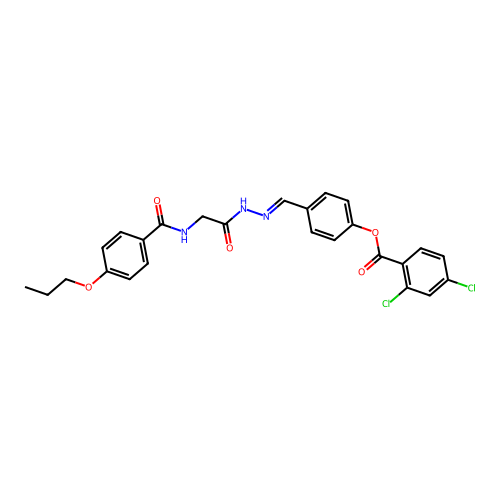 4-(2-(((4-Propoxybenzoyl)amino)AC)carbohydrazonoyl)phenyl 2,4-dichlorobenzoate structure