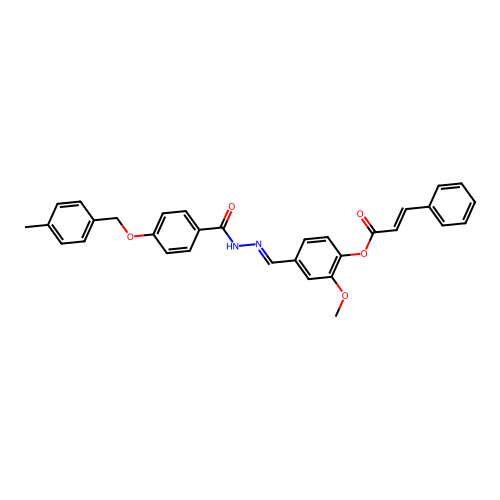 2-Meo-4-(2-(4-((4-methylbenzyl)oxy)benzoyl)carbohydrazonoyl)PH 3-phenylacrylate structure