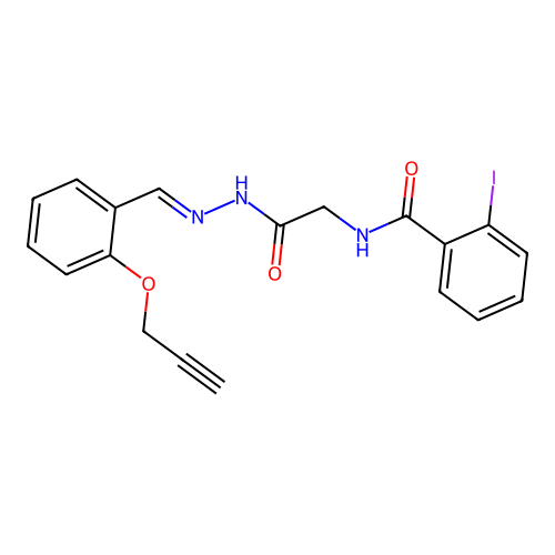 2-Iodo-N-(2-oxo-2-(2-(2-(2-propynyloxy)benzylidene)hydrazino)ethyl)benzamide structure