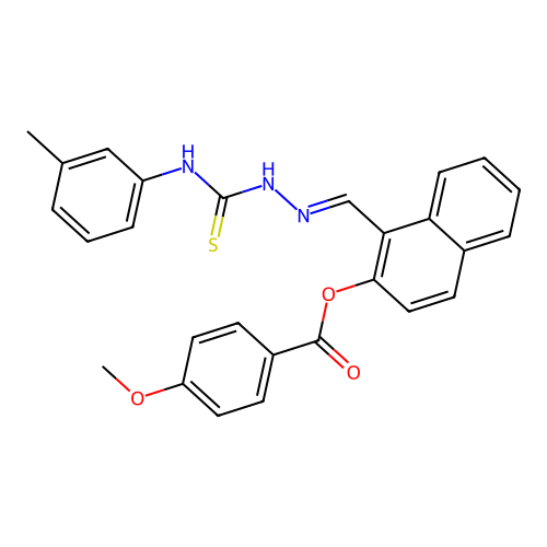 1-(2-(3-Toluidinocarbothioyl)carbohydrazonoyl)-2-naphthyl 4-methoxybenzoate structure