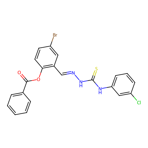 4-Bromo-2-(2-((3-chloroanilino)carbothioyl)carbohydrazonoyl)phenyl benzoate structure