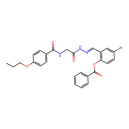 4-Bromo-2-(2-(((4-propoxybenzoyl)amino)acetyl)carbohydrazonoyl)phenyl benzoate structure