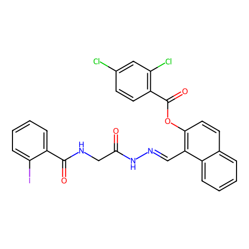1-(2-(((2-Iodobenzoyl)amino)AC)carbohydrazonoyl)-2-naphthyl 2,4-dichlorobenzoate structure