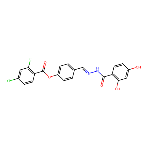 4-(2-(2,4-Dihydroxybenzoyl)carbohydrazonoyl)phenyl 2,4-dichlorobenzoate structure