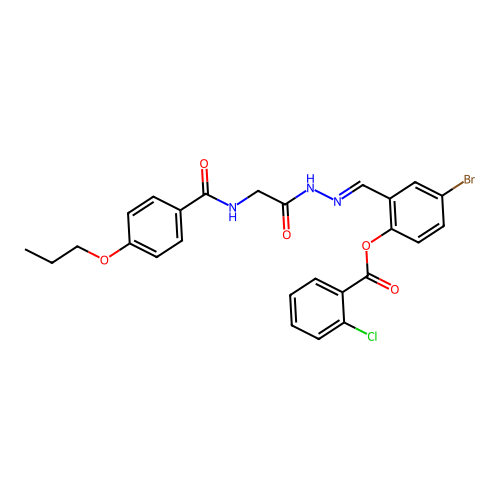 4-BR-2-(2-(((4-Propoxybenzoyl)amino)AC)carbohydrazonoyl)phenyl 2-chlorobenzoate structure