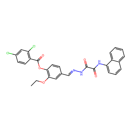 2-Ethoxy-4-(2-((1-naphthylamino)(oxo)AC)carbohydrazonoyl)PH 2,4-dichlorobenzoate structure