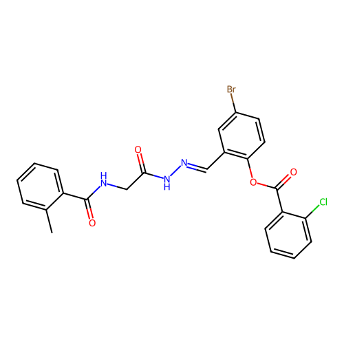 4-BR-2-(2-(((2-Methylbenzoyl)amino)AC)carbohydrazonoyl)phenyl 2-chlorobenzoate structure