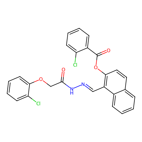 1-(2-((2-Chlorophenoxy)acetyl)carbohydrazonoyl)-2-naphthyl 2-chlorobenzoate structure