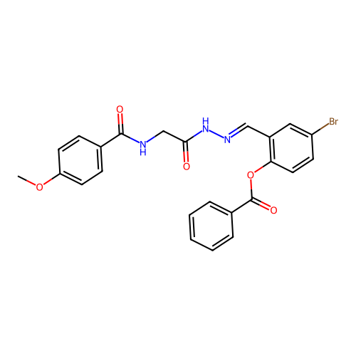 4-Bromo-2-(2-(((4-methoxybenzoyl)amino)acetyl)carbohydrazonoyl)phenyl benzoate structure