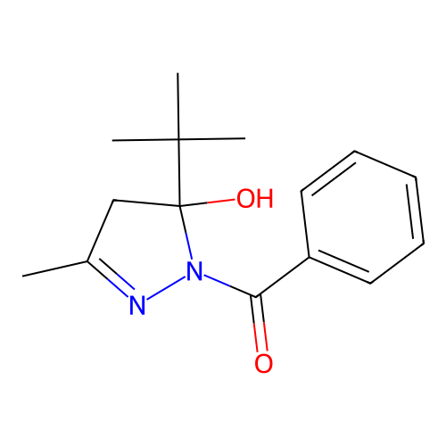 1-benzoyl-5-tert-butyl-3-methyl-4,5-dihydro-1H-pyrazol-5-ol structure