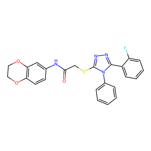 N-(2,3-dihydro-1,4-benzodioxin-6-yl)-2-{[5-(2-fluorophenyl)-4-phenyl-4H-1,2,4-triazol-3-yl]sulfanyl}acetamide structure
