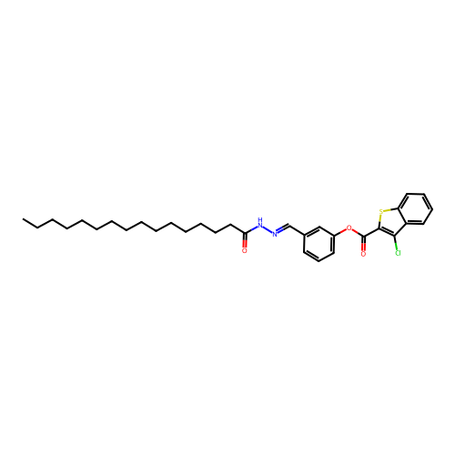 3-(2-Palmitoylcarbohydrazonoyl)phenyl 3-chloro-1-benzothiophene-2-carboxylate structure