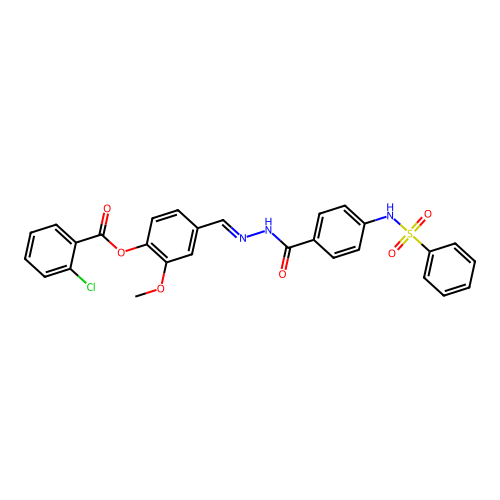 2-Meo-4-(2-(4-((PH-sulfonyl)amino)benzoyl)carbohydrazonoyl)PH 2-chlorobenzoate structure