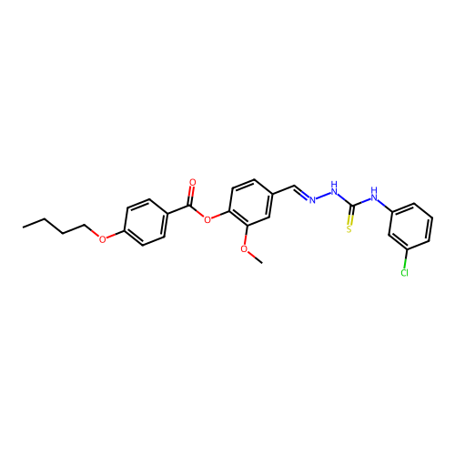 4-(2-((3-Chloroanilino)carbothioyl)carbohydrazonoyl)-2-meo-PH 4-butoxybenzoate structure