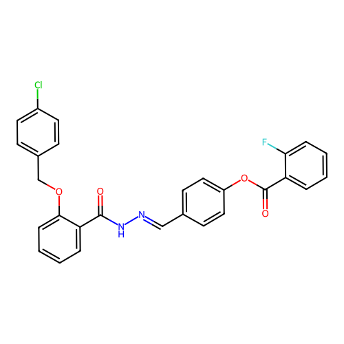 4-(2-(2-((4-Chlorobenzyl)oxy)benzoyl)carbohydrazonoyl)phenyl 2-fluorobenzoate structure