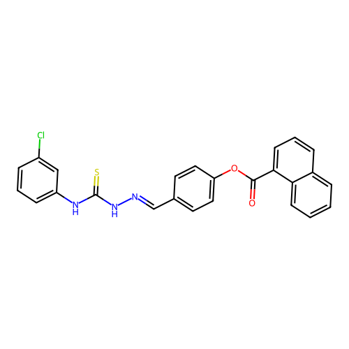 4-(2-((3-Chloroanilino)carbothioyl)carbohydrazonoyl)phenyl 1-naphthoate structure