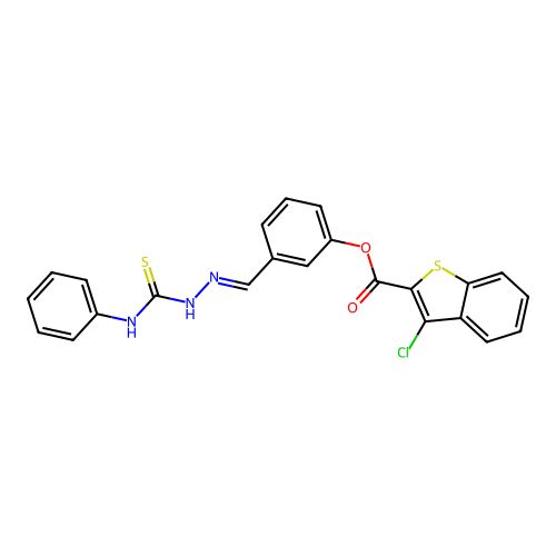 3-(2-(Anilinocarbothioyl)carbohydrazonoyl)PH 3-CL-1-benzothiophene-2-carboxylate structure