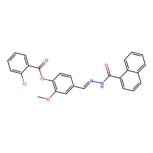 2-methoxy-4-[(E)-(1-naphthoylhydrazono)methyl]phenyl 2-chlorobenzoate structure
