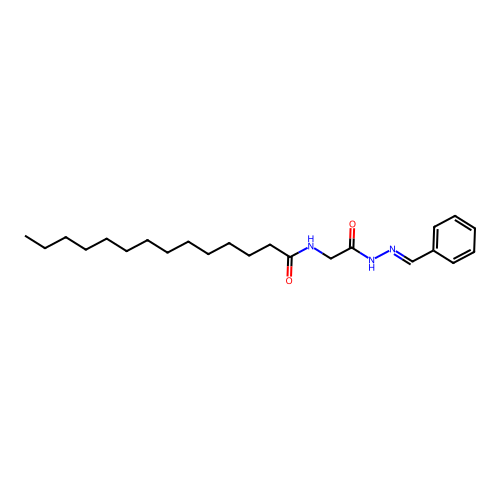 N-[2-(2-benzylidenehydrazinyl)-2-oxoethyl]tetradecanamide structure