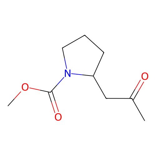 1-Pyrrolidinecarboxylic acid, 2-(2-oxopropyl)-, methyl ester structure