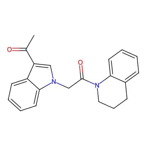 2-(3-acetyl-1H-indol-1-yl)-1-(3,4-dihydroquinolin-1(2H)-yl)ethanone structure