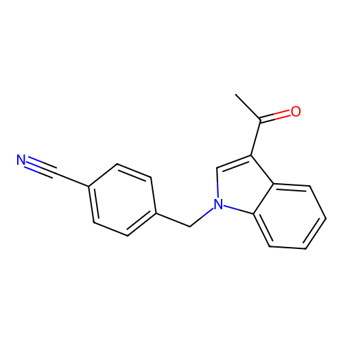 4-[(3-acetyl-1H-indol-1-yl)methyl]benzonitrile structure