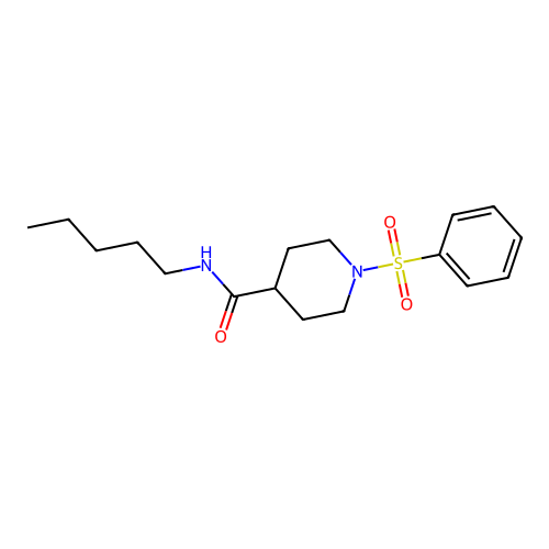 N-pentyl-1-(phenylsulfonyl)piperidine-4-carboxamide structure