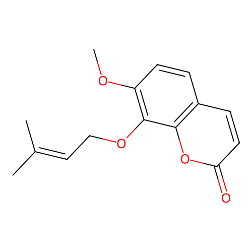 2H-1-Benzopyran-2-one, 7-methoxy-8-[(3-methyl-2-butenyl)oxy]- structure