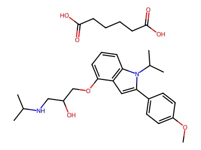 2-Propanol, 1-((2-(4-methoxyphenyl)-1-isopropyl-1H-indol-4-yl)oxy)-3-isopropylamino-, hexanedioate (1:1) (salt) structure