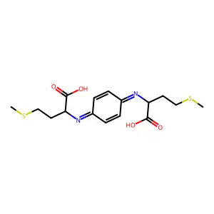 2,2'-{Cyclohexa-2,5-diene-1,4-diylidenebis[(E)-azanylylidene]}bis[4-(methylsulfanyl)butanoic acid] structure