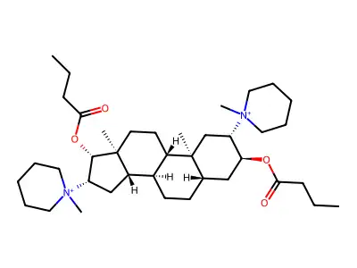 [(2S,3S,5S,8R,9S,10S,13S,14S,16S,17R)-17-butanoyloxy-10,13-dimethyl-2,16-bis(1-methylpiperidin-1-ium-1-yl)-2,3,4,5,6,7,8,9,11,12,14,15,16,17-tetradecahydro-1H-cyclopenta[a]phenanthren-3-yl] butanoate structure