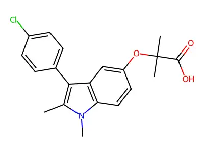 Propanoic acid, 2-((3-(4-chlorophenyl)-1,2-dimethyl-1H-indol-5-yl)oxy)-2-methyl- structure