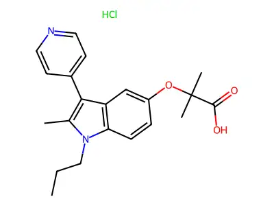 Propanoic acid, 2-methyl-2-((2-methyl-1-propyl-3-(4-pyridinyl)-1H-indol-5-yl)oxy)-, hydrochloride structure