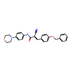 3-[4-(benzyloxy)phenyl]-2-cyano-N-[4-(morpholin-4-yl)phenyl]prop-2-enamide structure