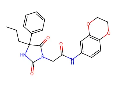 N-(2,3-dihydro-1,4-benzodioxin-6-yl)-2-(2,5-dioxo-4-phenyl-4-propylimidazolidin-1-yl)acetamide structure