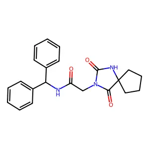 N-benzhydryl-2-(2,4-dioxo-1,3-diazaspiro[4.4]nonan-3-yl)acetamide structure