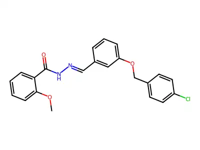 N-[[3-[(4-chlorophenyl)methoxy]phenyl]methylideneamino]-2-methoxybenzamide structure