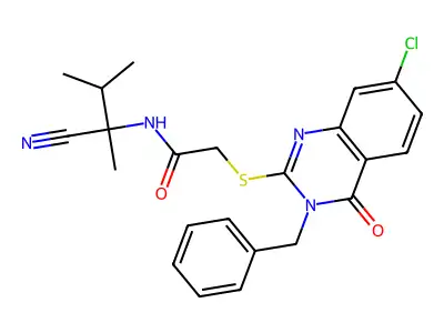 2-(3-benzyl-7-chloro-4-oxoquinazolin-2-yl)sulfanyl-N-(2-cyano-3-methylbutan-2-yl)acetamide structure