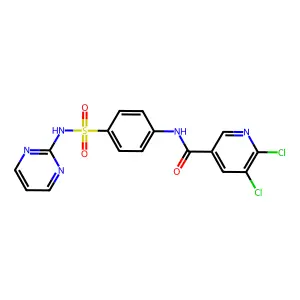 5,6-dichloro-N-{4-[(pyrimidin-2-yl)sulfamoyl]phenyl}pyridine-3-carboxamide structure