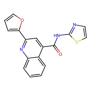 2-(furan-2-yl)-N-(1,3-thiazol-2-yl)quinoline-4-carboxamide structure