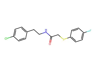 N-[2-(4-chlorophenyl)ethyl]-2-(4-fluorophenyl)sulfanylacetamide structure