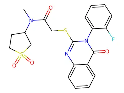 N-(1,1-dioxothiolan-3-yl)-2-[3-(2-fluorophenyl)-4-oxoquinazolin-2-yl]sulfanyl-N-methylacetamide structure