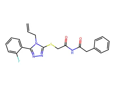 N-[2-[[5-(2-fluorophenyl)-4-prop-2-enyl-1,2,4-triazol-3-yl]sulfanyl]acetyl]-2-phenylacetamide structure